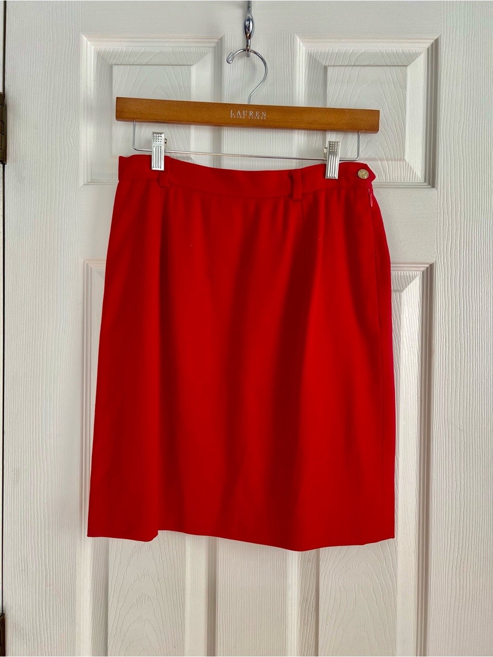 Ralph Lauren size 12 Red Wool Gabardine Skirt